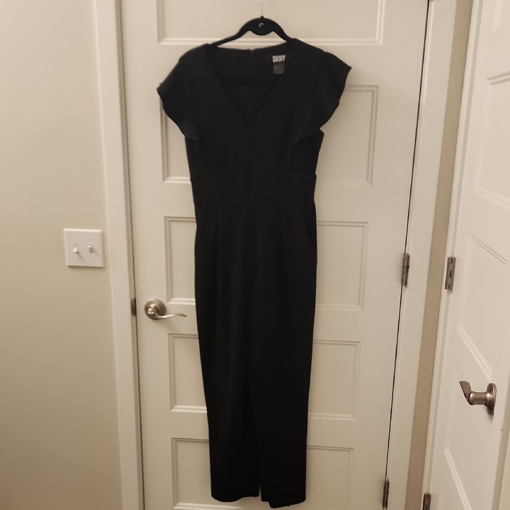 Dkny Black Sheath Jumpsuit with Cap Sleeves for Cocktail